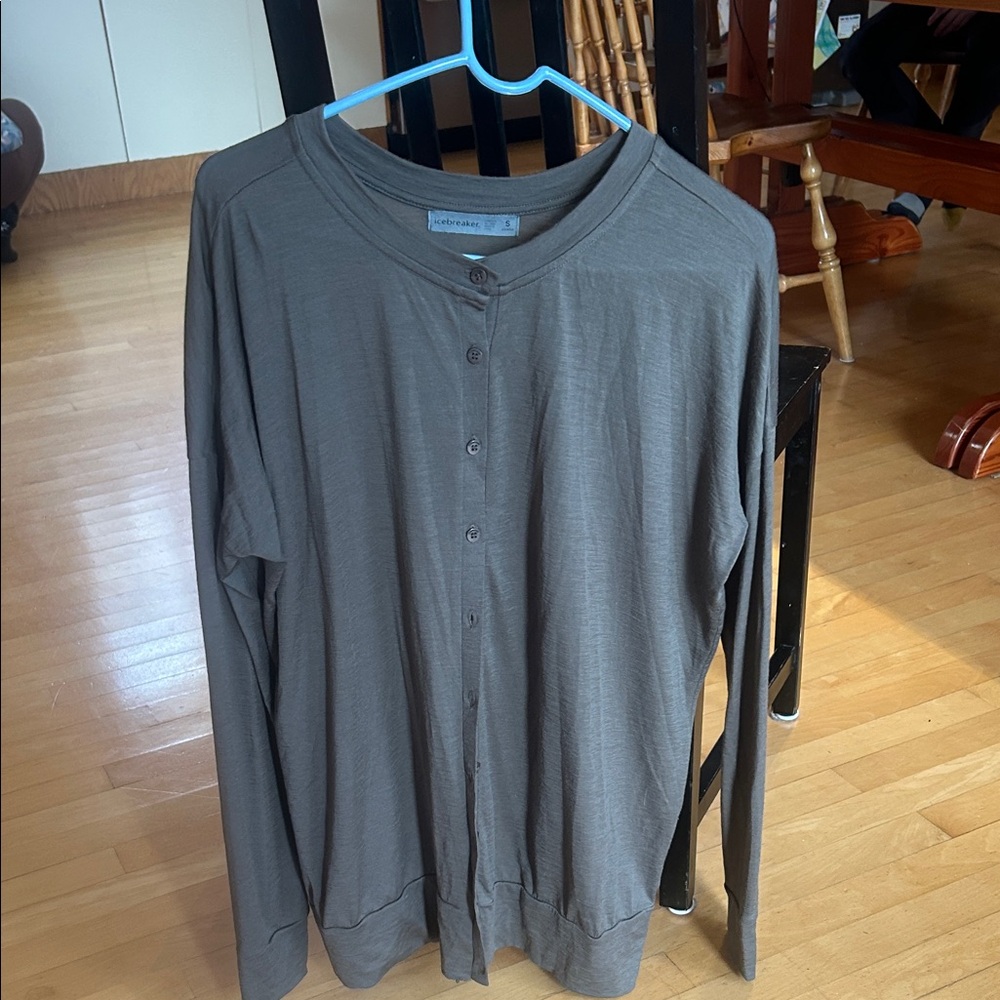 Icebreaker Tan/Grey Women's Cardigan Sweater